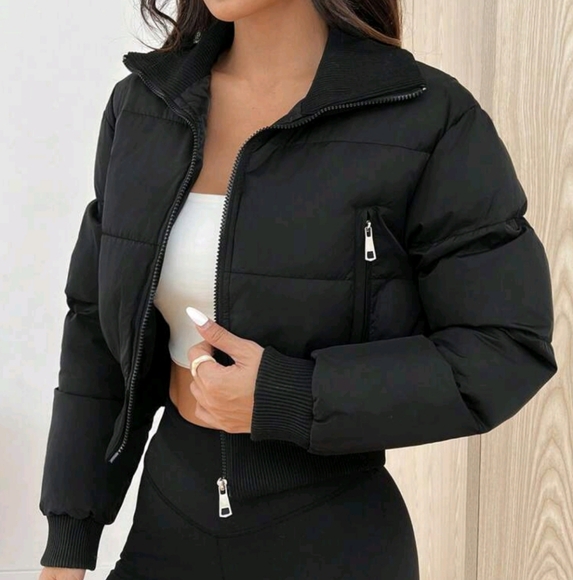 Women's Solid Color Zipper Front Padded Coat - Picture 2 of 4